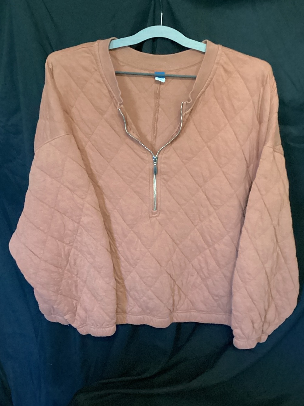 Old Navy Quilted Half-Zip Pullover Sweatshirt - Mauve Pink